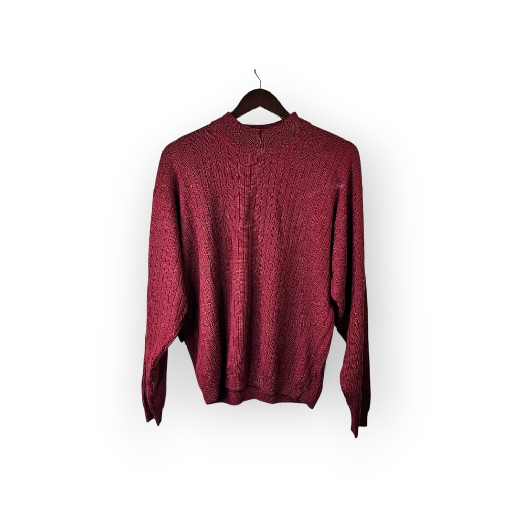 Allen Solly Merino Wool Ribbed Mock Neck Sweater Mens Medium - Picture 2 of 5